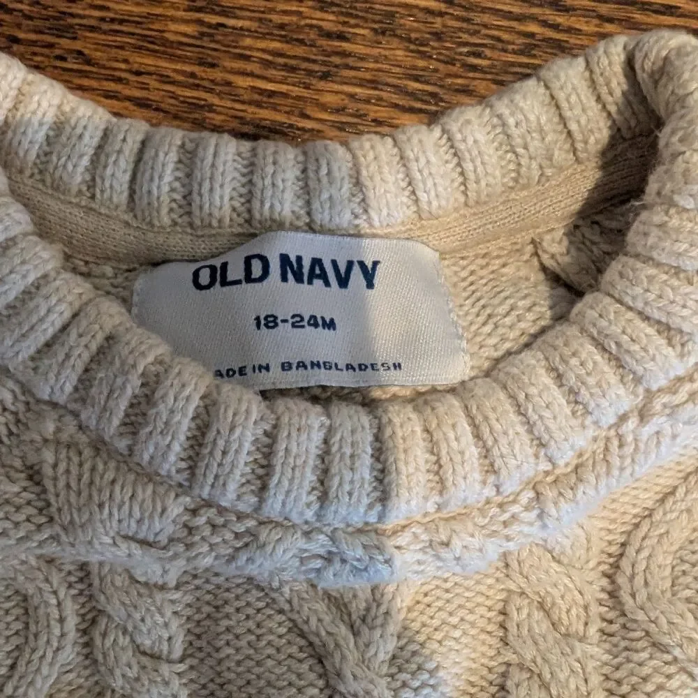 Old Navy Aran Cable Knit Jumper Sweater Size 18-24m